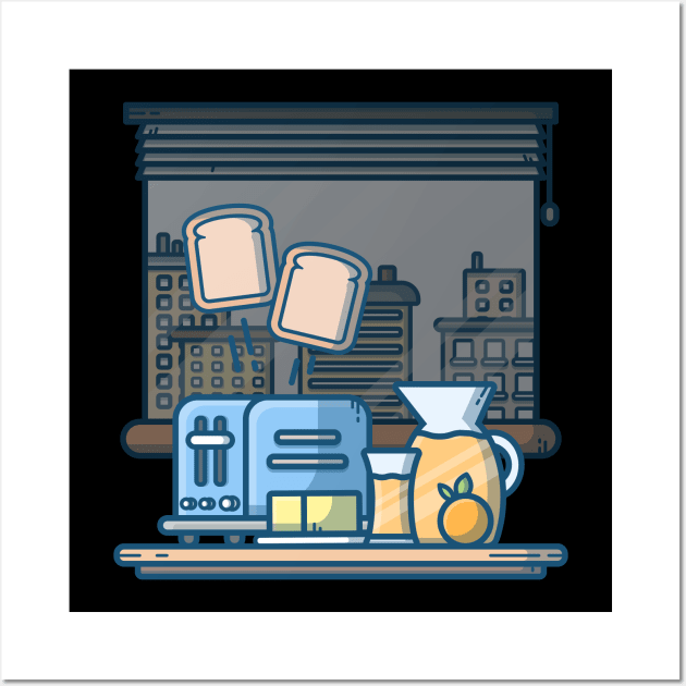 Breakfast time cartoon Wall Art by Catalyst Labs